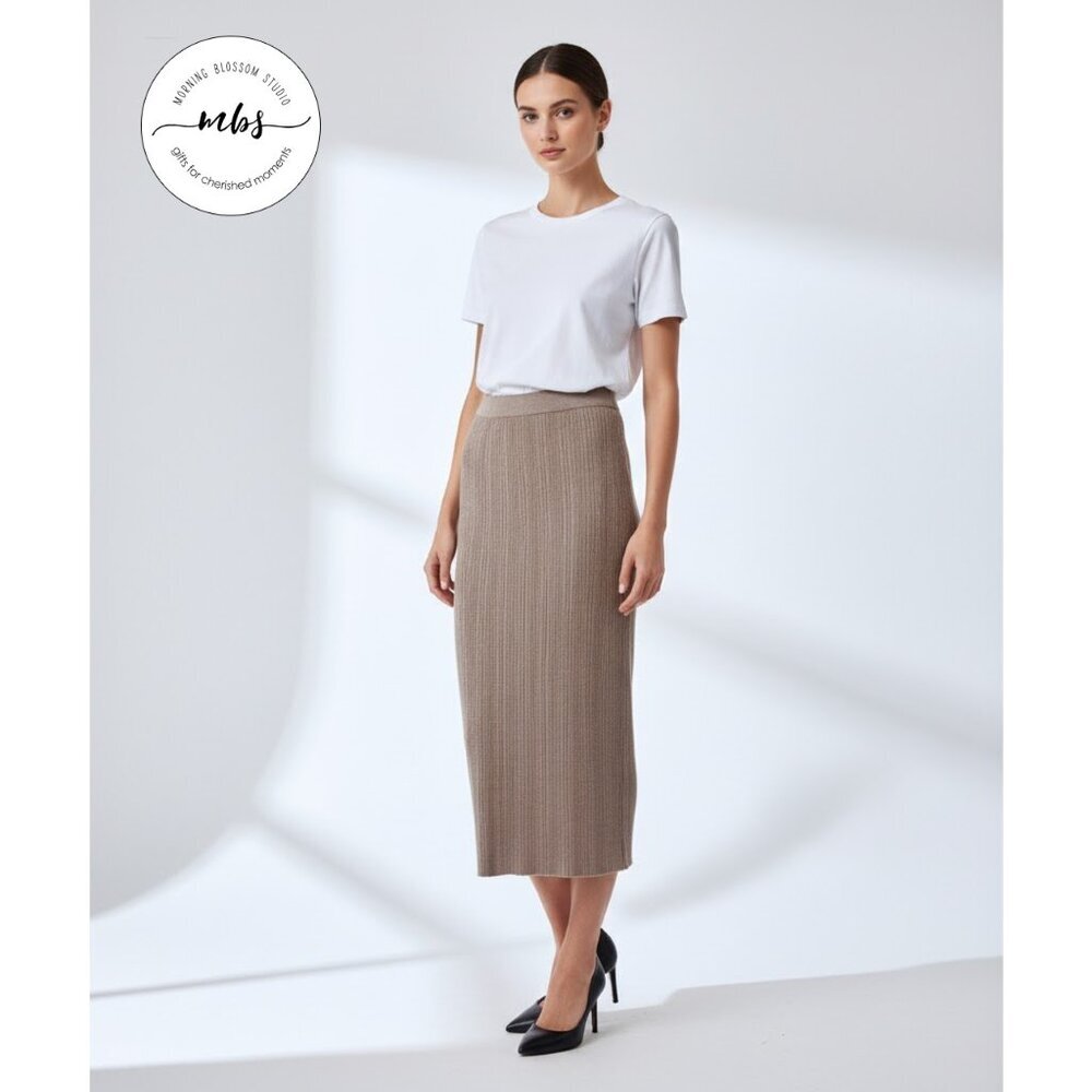 House of Harlow 1960 Knit Midi Skirt Beige Women S